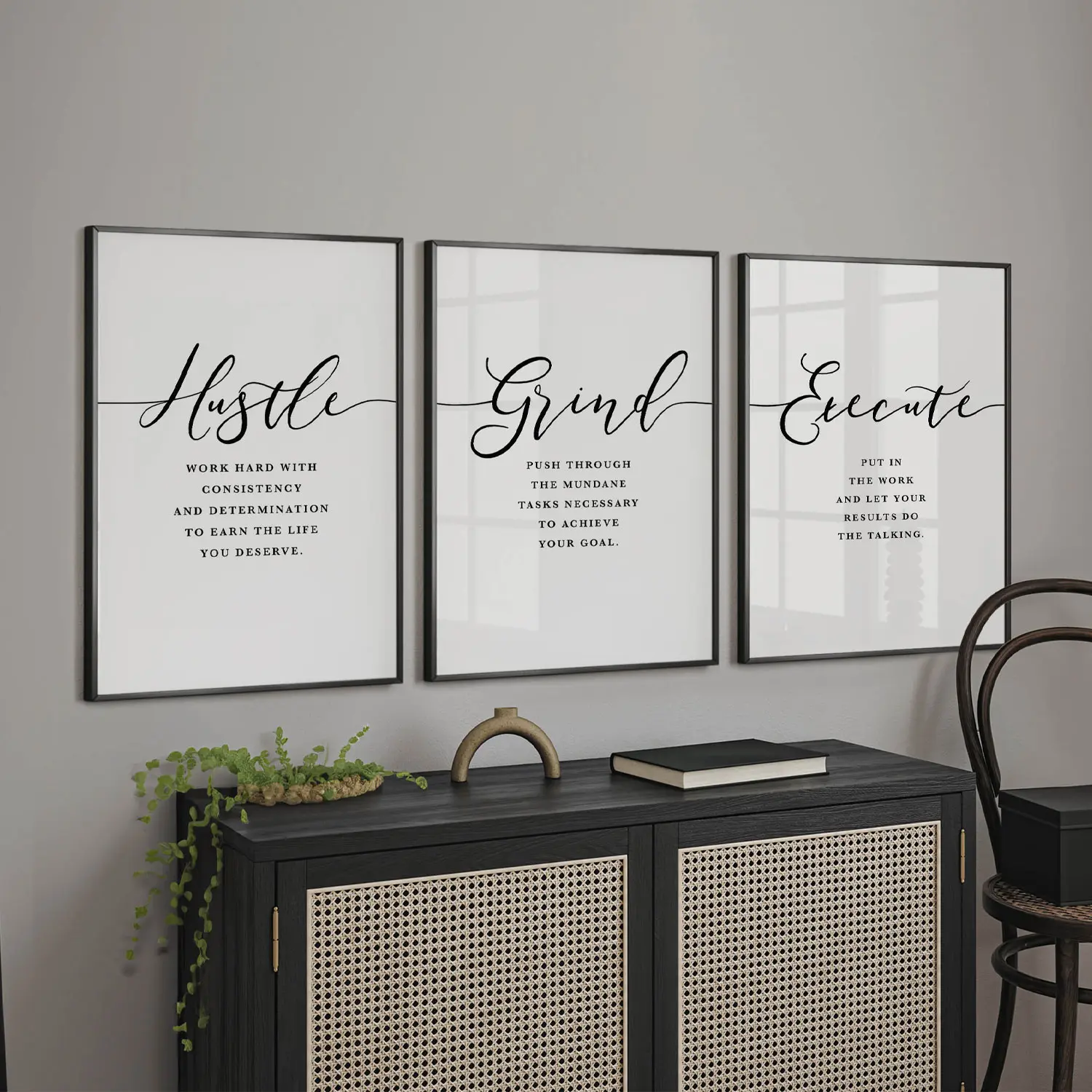 Home Office Decor Inspirational Quote Poster, Motivational Wall Art, Hustle Entrepreneur Print, Office Decoration, Business Woman Gift Idea
