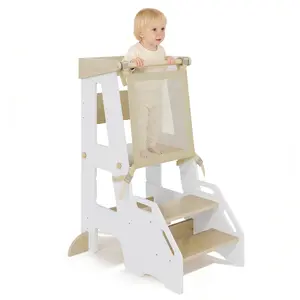Montessori Toddler Step Stool 2-in-1 Wooden Toddler Learning Tower | Detachable Kitchen Step Stool