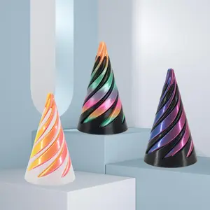 3D Printed Bidirectional Thrust Spiral Cone Ornament Set, Halloween Christmas Thanksgiving Festival Gift, 3 Pieces Decorative Item