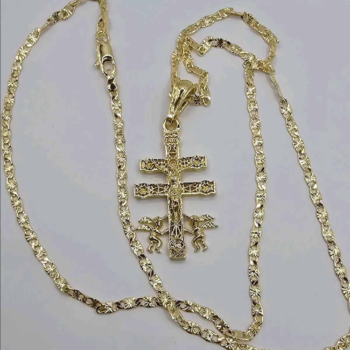 CARAVACA small pendant religious necklace regular style gold-plated 24"inches plain color
