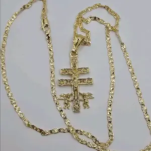 CARAVACA small pendant religious necklace regular style gold-plated 24"inches plain color