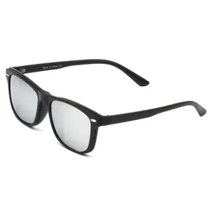 Square Silver Mirrored Sunglasses, Black Frame UV Protection Sleek Reflective Daily Shades