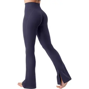 Outdoors & Sports YEOREO Flare Split Hem Leggings for Women Tummy Control Workout Leggings Nasreen Hidden Scrunch Bootcut Gym Yoga Pants