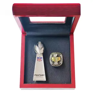 2023  Fantasy Football Championship Ring and Trophy fashion  metal  large ring jewelry men's