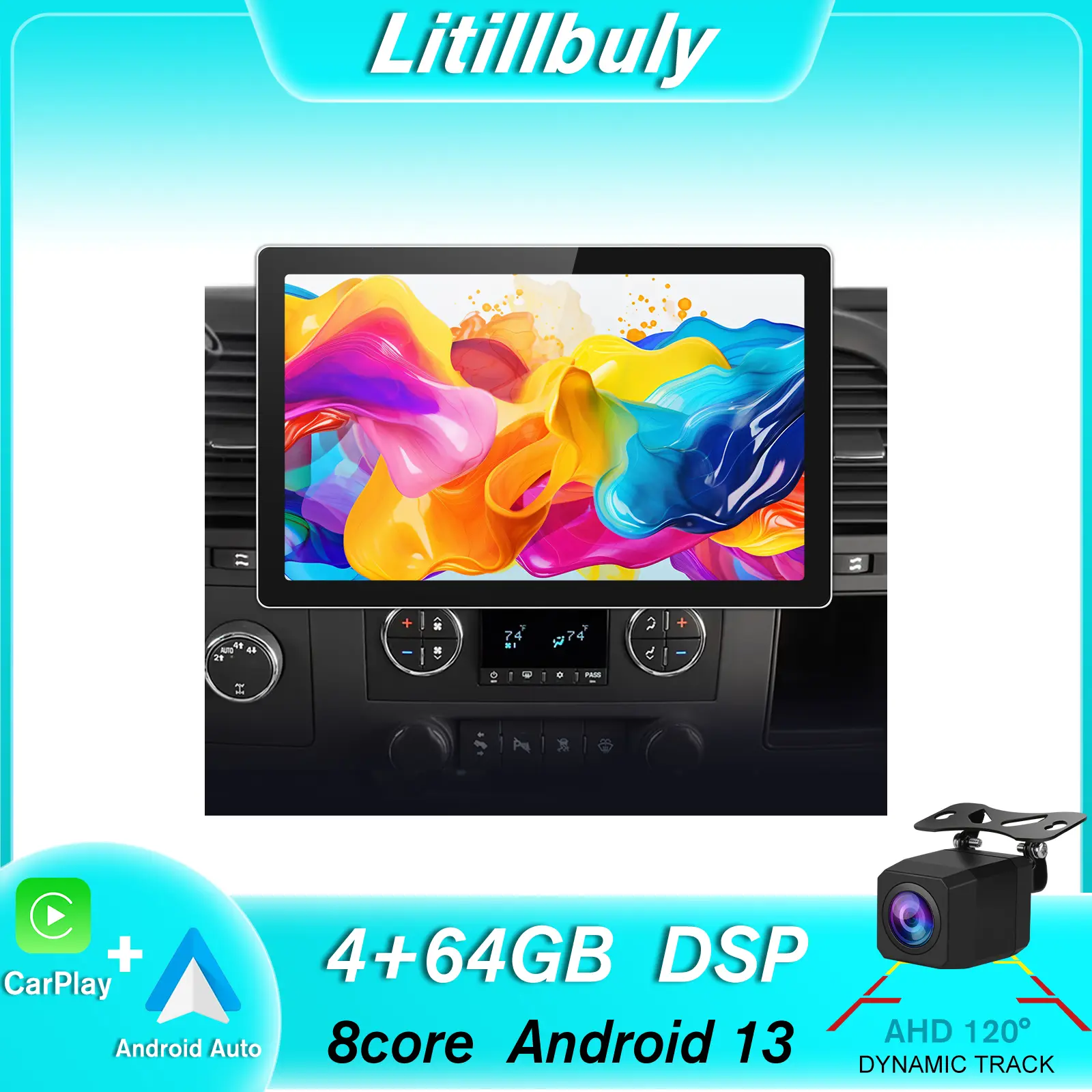 13.1INCH Car Stereo for 2007 2008 2009 2010 2011 2012 2013Chevy/Chevrolet/GMC touch screen has Android Auto Wireless Carplay, Bluetooth WIFI supports GPS Navigation