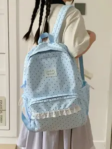 1pc  Lightweight women's backpack with large capacity, zipper closure, polka dot print, fashionable and versatile, cute and trendy, suitable for students to go to school, commute, women's backpack