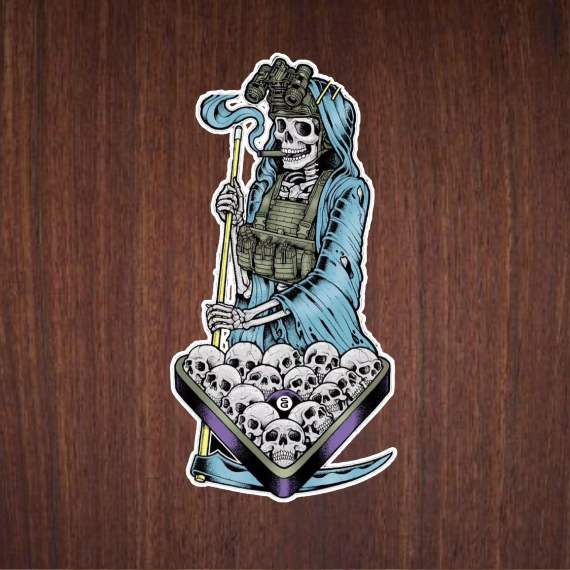 Tactical Grim Reaper Sticker,  Military Operator Skull Art for Trucks, Gear & Laptops