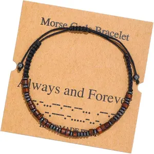 Morse Code Bracelets Be Brave Believe Hope Faith I Love You Inspirational  Silk Weave Adjustable Beaded Bracelets for Women Men