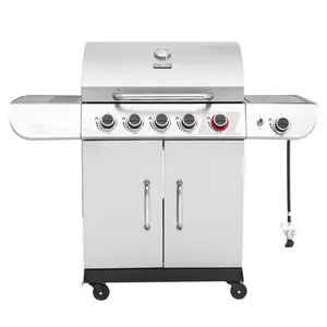 Royal Gourmet SG5002 5-Burner Gas Grill with Sear Burner and Side Burner, Stainless Steel Cabinet Style Gas Grill, for Outdoor Cooking Barbecue