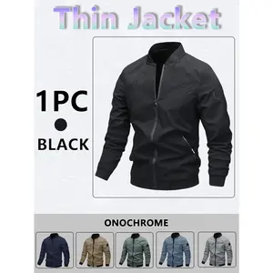 Men's Casual Windproof Jacket Outdoor Mountaineering Camping Polyester Personalized Letter Embroidered Pilot Jacket Beige Gray Qh Long Sleeve Zippers Halloween Gifts