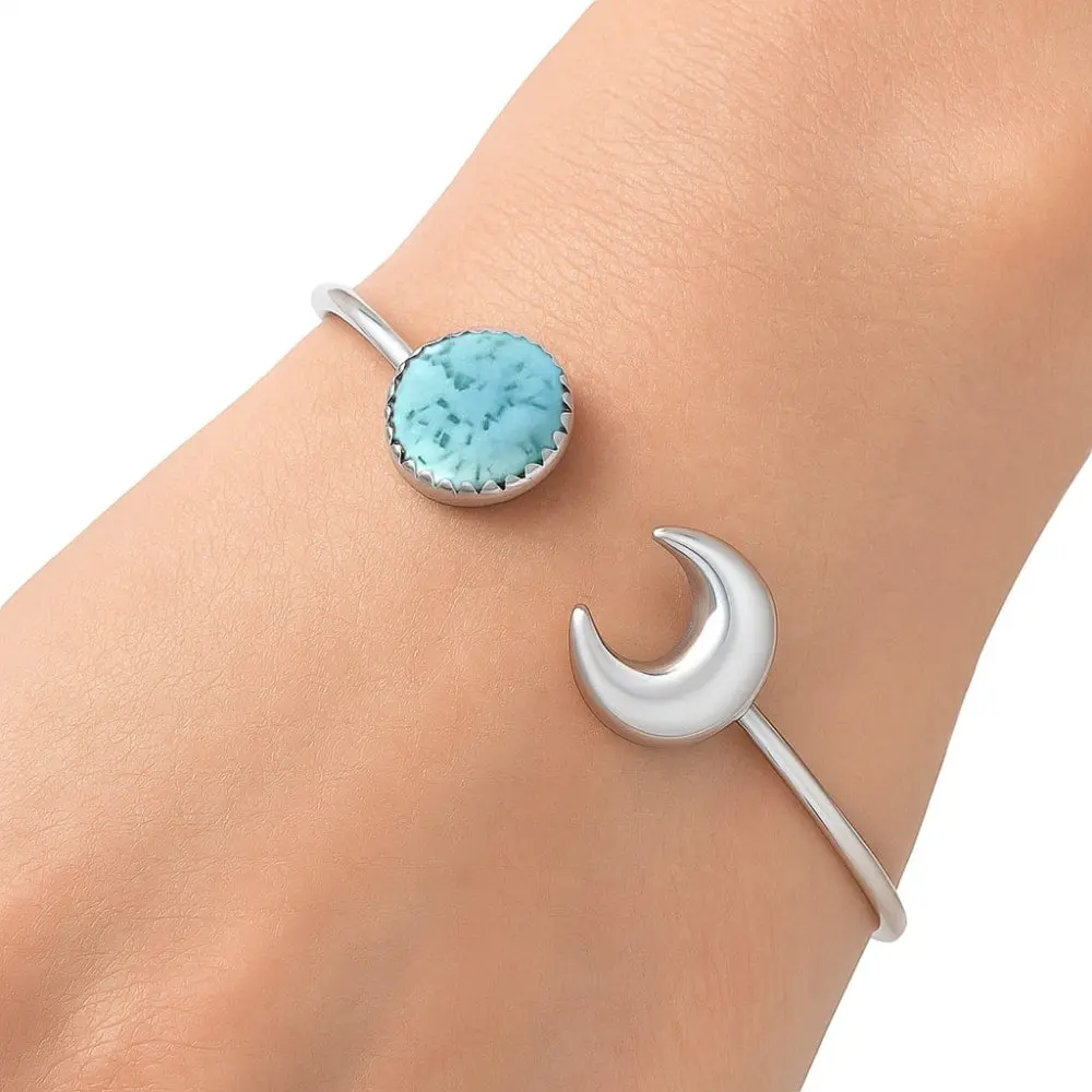 Premium Quality Natural Larimar Cuff Bangle Bracelet B-1046 37-EB10392