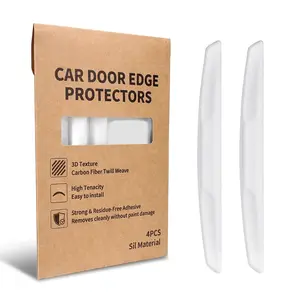 6 Inch 4 count  Carbon Fiber Texture  Door Edge Protector Trim Strip Anti-Scratch and Anti- Side Door Protectors  Exterior Accessories Sticker White