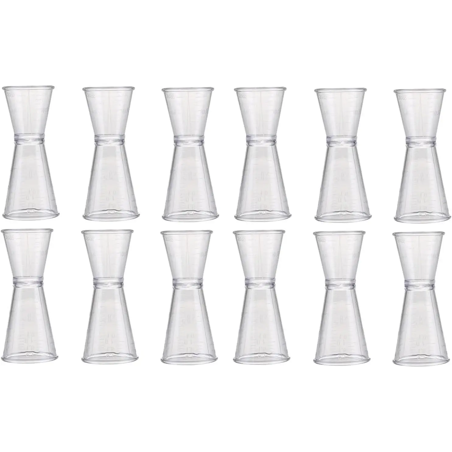 12 Pieces Double Head Jigger Plastic Cocktail Jigger Bar Measuring Jigger 20ml/40ml Double Jigger Bartending Jigger Cocktail Measurer Small Drink Measure Cup