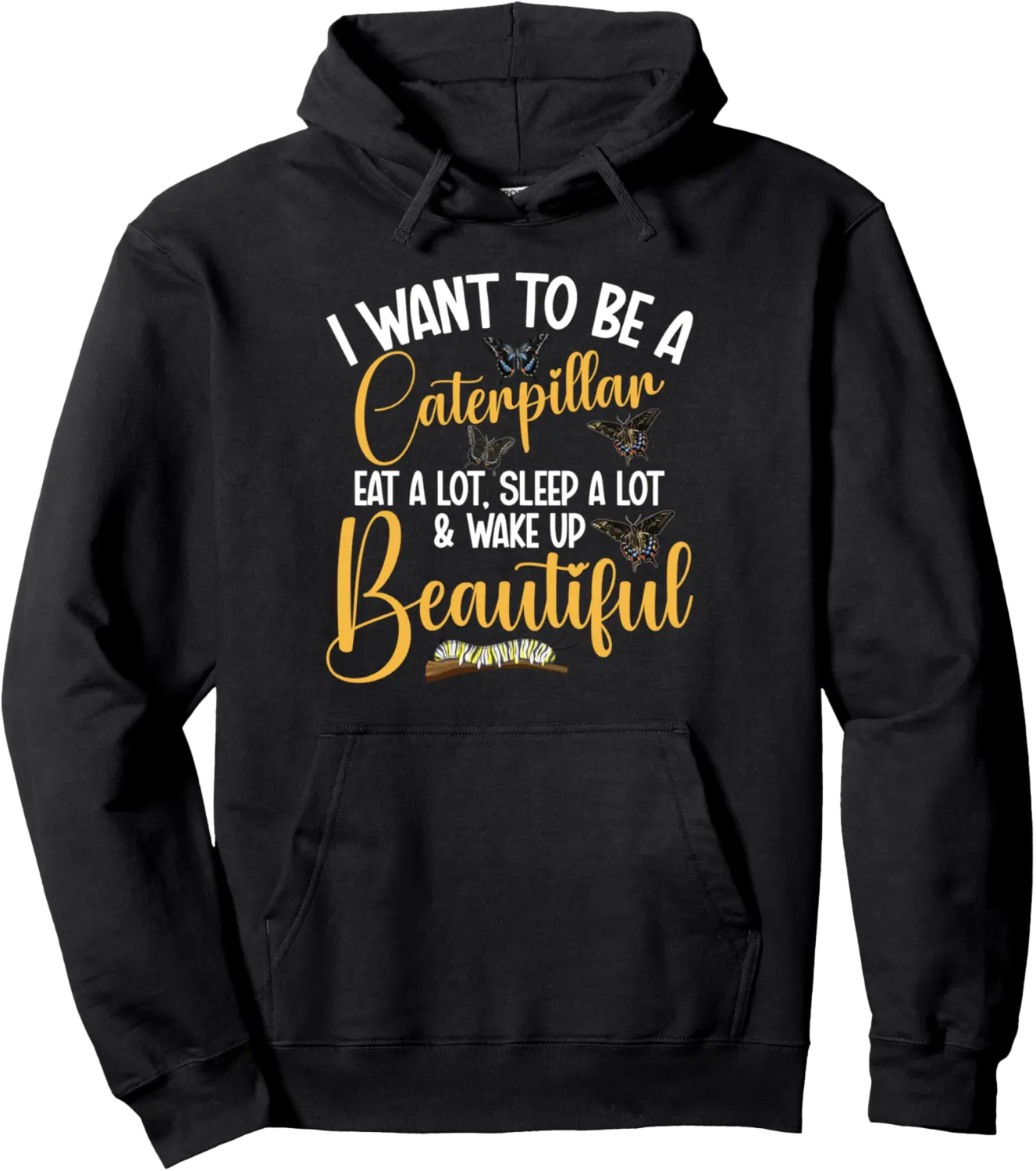 Caterpillar Black Swallowtail Illustration Butterflies Pullover Hoodie - Jacobjbt Shop 67B0DTVYXPK3