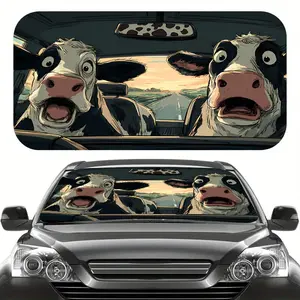 1 piece cow print foldable car sunshade - UV protection windshield sunshade for SUVs, trucks, and pickups, front windshield, universal for cars, SUVs, and trucks