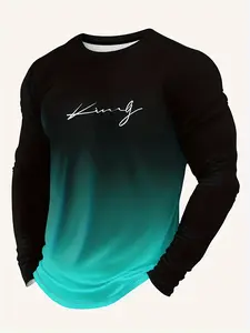 Men's Spring & Fall New Arrival King Pattern Gradient Design, Multiple Color Options, Casual Fashion, Outdoor Sports Suitable, Athletic Workout Clothing, Athletic Tops
