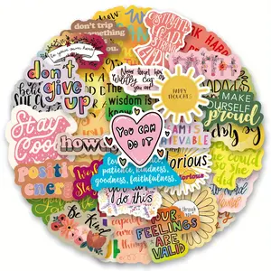 50 Inspirational Quote Stickers for Teens Students Teachers, Vinyl Material, Multiple Colors, Decorative Laptop Decals for Women