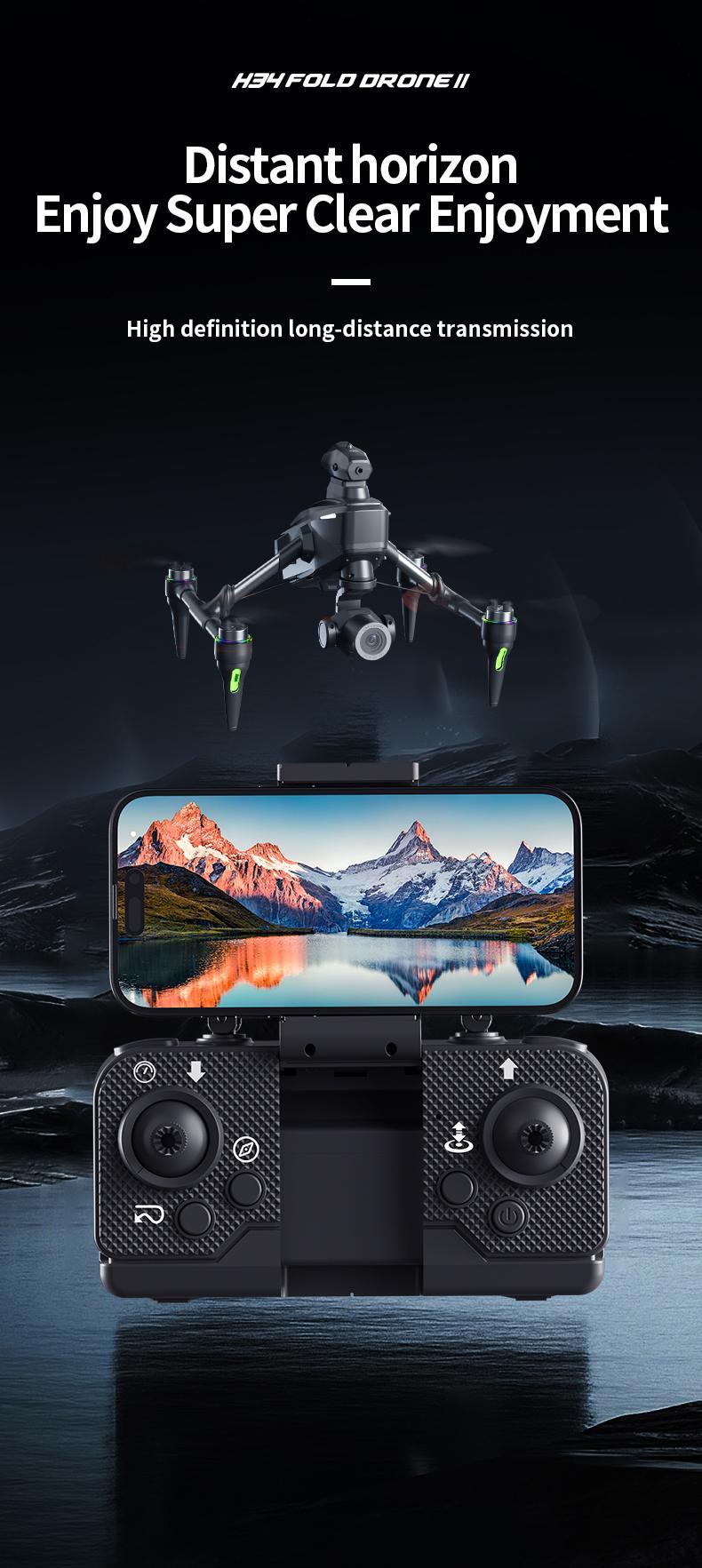 4K HD Camera Device for Adults Beginners, 4-Way 360° Obstacle Avoidance Brushless Motor, Electric Dual Lens, Foldable RC Flying Camera with 13 Mins Flight Time, Portable Aerial Photography Gear