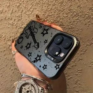 The High-End Laser Phone Case Features A Black Guitar Pentagram Design Case for IPhone 17 Pro Max 16 Plus 15 14 13 12 11 Air E Shockproof Non Slip Military-Grade Protection Slim Cover