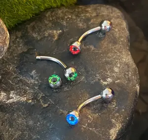 3pc Bulk Pack Eyeball Eyebrow Rings 16g 8mm 5/16" Eye Ball Body Jewelry