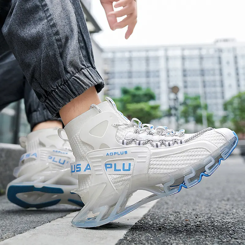 Men's High Top Blade Chunky Sneakers Breathable Mesh Fashion Platform Shock Absorbing Casual Athletic Running Shoes