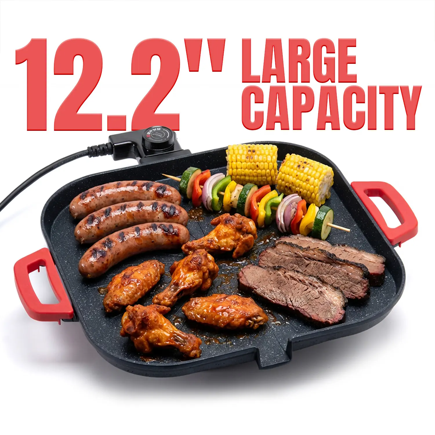 BALKONI Portable Electric Korean Smokeless Non-stick Indoor Grill Pan-Complete Barbecue Gift Set, Adjustable Temp Control, Universal Fry Griddle, Portable Barbecue Grill, Home Cooking Kitchen Gadget