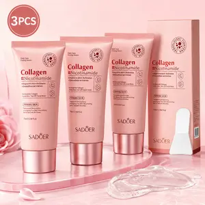 3PCS SADOER Collagen night warpping Mask 2.54 fl oz（75ml ）– Firming & Hydrating Night Mask for Glass Skin Glow, All Skin Types
