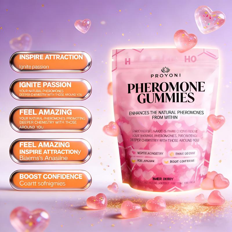 ProYoni Pheromone Gummies (2-Pack) – 60-Day Supply Natural Attraction & Confidence Booster – Sugar-Free Mixed Berry Edibles – 120 Count Total