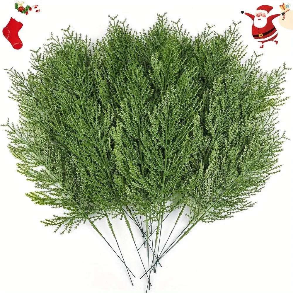 Artificial Pine Sprigs Ornaments Set, 40/80pcs Plastic Faux Greenery Stems, Christmas DIY Decorations, Home & Kitchen Party Supplies
