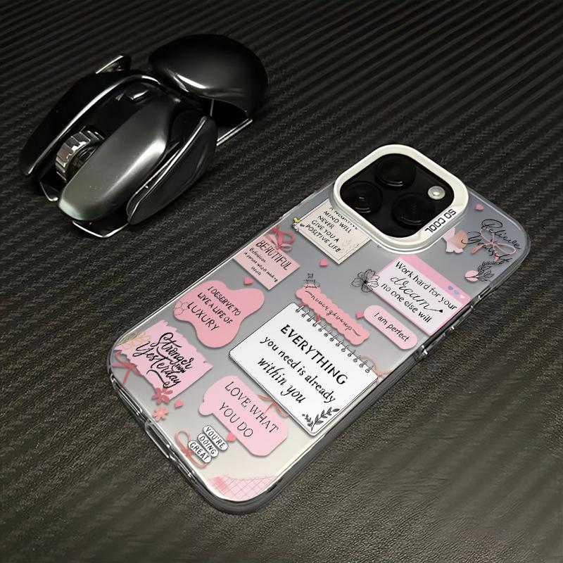 Pink Style Growth Quotes Phone Case Durable Hard Acrylic Back Case With An Anti-Yellowing Coating, Made From High-Quality Designed For Reliable Drop Protection For Your Phone For iPhone 17.16.15.14.13.12.11.X.XS.XSMAX.XR.8.7