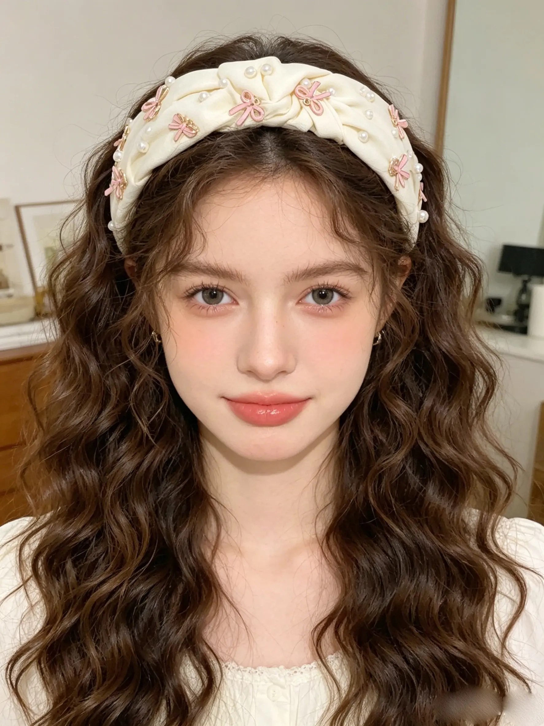 Pearl & Bow Knot Fashion Headband, Elegant Fabric Twisted Hair Hoop, Non-slip Hair Accessories for Women, Knotted Headband