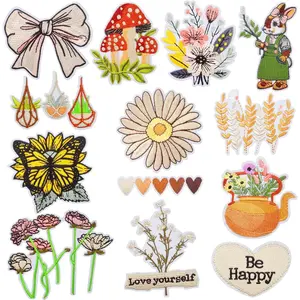 Boho Iron on Patches for Clothing Vintage Embroidery Patches Cute Boho Flowers Sew On Patches Repair Appliques for DIY Clothes Hats Jeans Jackets Backpacks Decorations