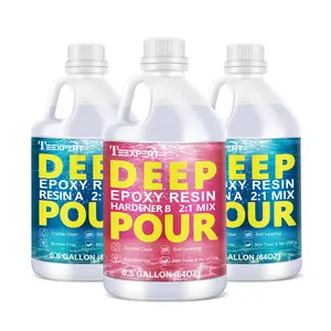 Teexpert Deep Pour Epoxy Resin, 1.5 Gallon Epoxy Resin Kit for 2-4" Pour Depths, Crystal Clear & High Gloss, Bubble-Free Casting Resin for River Tables, Flower Preservation and Mold Crafts - 2:1 Mix