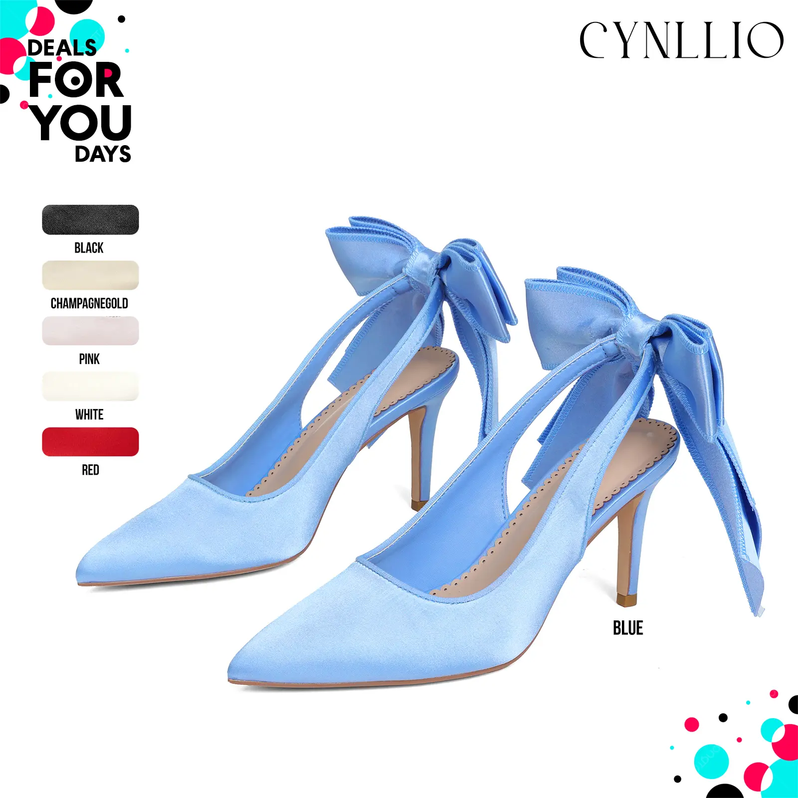 CYNLLIO Womens Heeled Pumps Closed Pointed Toe Stiletto High Heels Bowknot Ribbon Slingback Comfy Fashionable Stylish Elegant Slip On Party Prom Wedding Evening Dating Outing Work Casual Teacup Pump Spring Dressy Wedding Bride Heels Deals For You Days