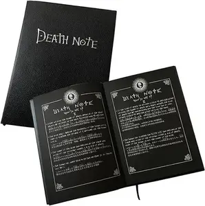 Death Note Cosplay Set - Anime Journal Notebook with Feather Quill Pen and L Lawliet Necklace - Ryuk Rules Included - Perfect for Fans & Collectors