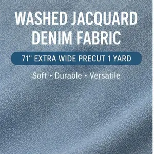 10 oz Medium Weight Light Wash Denim Fabric by The Yard, 71" Extra Wide Precut 1 Yard Cotton Blend for Sewing, Home Decor & Crafts