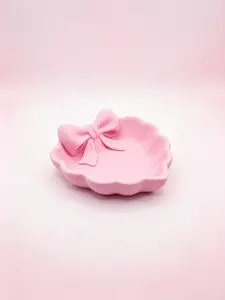 Heart-Shaped Jewelry Tray with Bow, 3D Printed, Ideal for Vanity, Sink, Home Decor, Office Desk, Jewelry Storage, Jewelry Storage Box