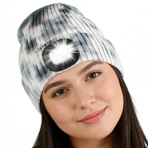 Za Dye Knitted Hat, Elastic Stretch Lightweight Warm Winter LED Light Adult Cap, Unisex Fall Winter Fashion Accessory, Christmas Gift