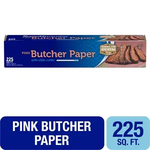 Pink Butcher Paper Roll with Slide Cutter & Print, Peach Butcher Paper for Smoking Meat, BBQ Paper, Grilling Paper, Food Grade Wrapping Paper, Unbleached, Uncoated, Paper Box, 225 Square Feet Bakeware Utensils