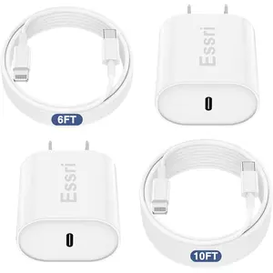 Essri Fast Charger for iPhone 14 13 12 Charge Fast Charging, 2Pack 6FT+10FT USB C to L Cable with 20W USB C for i Phone Charger Block, Compatible with iPhone 14 13 12 Pro/14 Plus/13 Pro Max - White