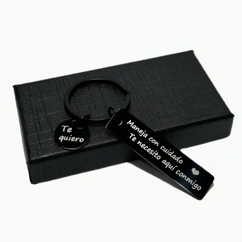 Spainish Stainless Steel Drive Safe Keychain - Sentimental Anniversary Gift for Boyfriend New Driver
