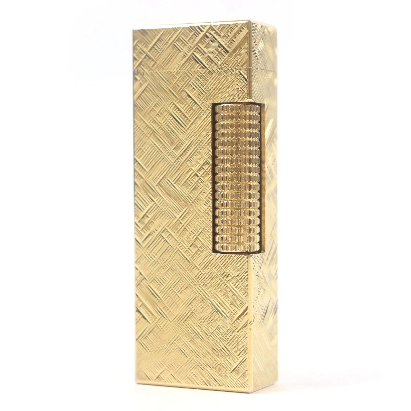 Pre-owned Dunhill Stainless Small Leather Goods Crosscut Pattern Lighter