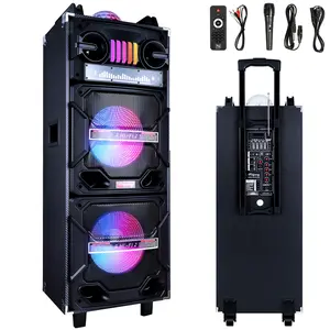 Dual 10" Woofer  Bluetooth Speaker with Rechargeable Battery For Party FM Karaok DJ AUX LED Light Heavy Bass Party DJ System