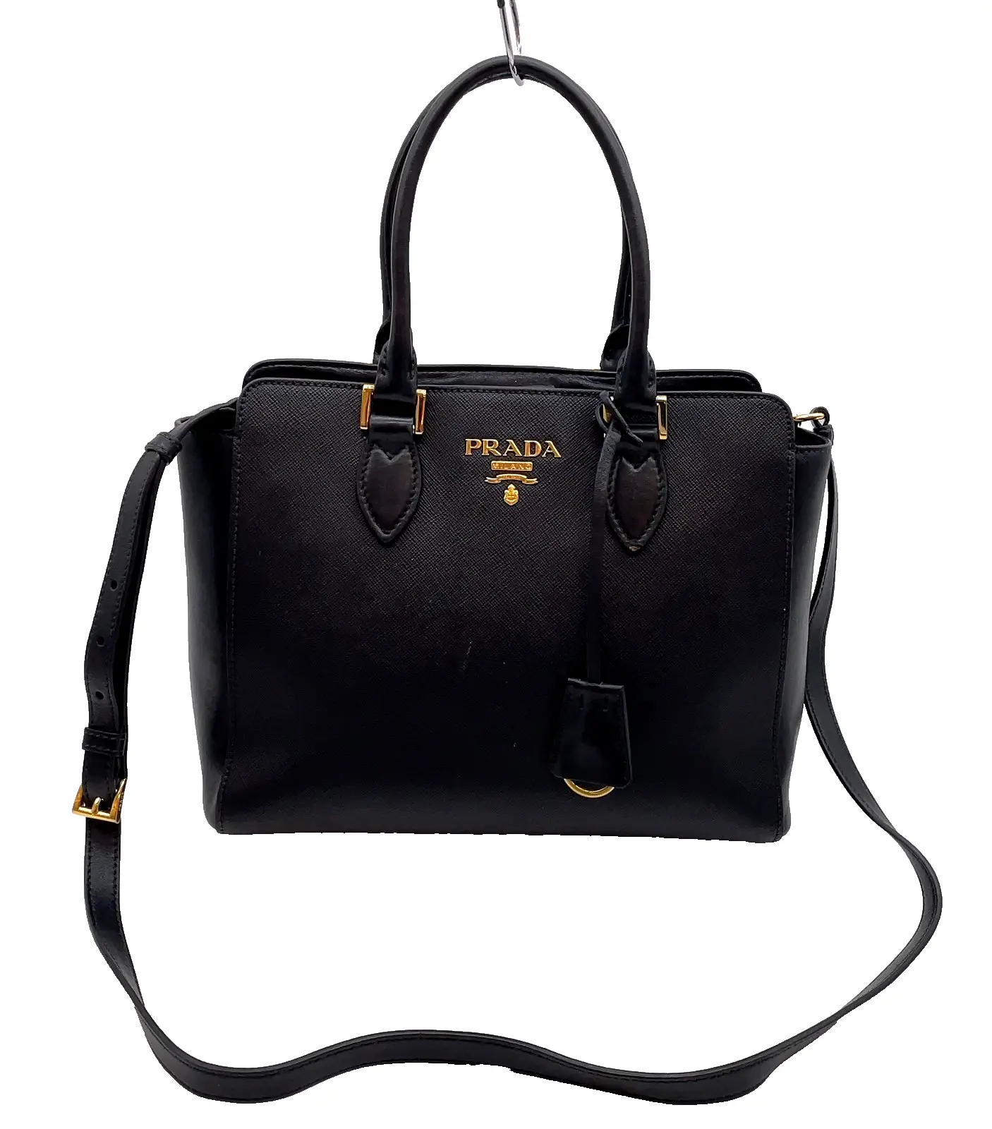 Pre-owned PRADA Other Tote Saffiano Leather Black 2Way Crossbody Handbag Bag 12213376848/607710