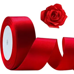 25 Yards Red Satin Ribbon 1 1/2inch, Single Face Polyester Silk Fabric Hair String Ribbon for Craft, Flower Bouquets, Gift Wrapping, Wedding, Bow Making and Valentines Decoration grand duchess tree Glow-In-The-Dark LED Candy Bag halloween house decor