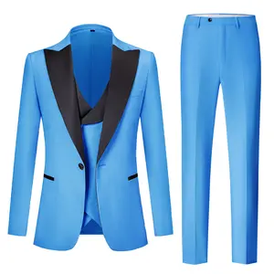 3 Piece Suit Men Slim Fit Double Breasted Suit for Men Wedding Suits Classic One Button Formal Prom Dinner Tuxedo  Business Men's Three-Piece