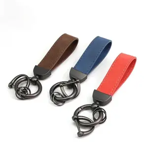 Fashion Wrist Strap Car Keychain Suede Leather Lanyard Key Chain Pure Color Buckle Car Key Ring Car Key Accessories Gift