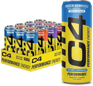 C4 Performance Energy Drink Official Variety Pack | Zero Sugar Carbonated Preworkout Energy | 150mg Caffeine with Beta Alanine | 4 Flavors | 12 Fl Oz (12 Pack) Natural Beverage Sport