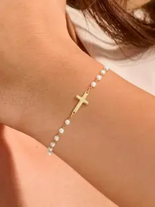Women's Simple Cross Pendant Bracelet, Dainty Tiny Cross Design, Perfect Christmas Gift for Her, Elegant Accessory for Daily Wear, Exquisite Bracelet, Fashionable Bracelet
