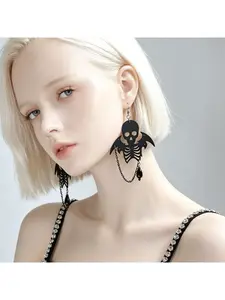 New fringe earrings Halloween black ghost skull cosplay sweet and cool holiday earrings